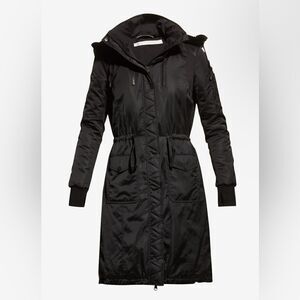 BLANC NOIR Locust Water-Resistant Anorak w/Faux Fur Lining Hood Thumbholes Black